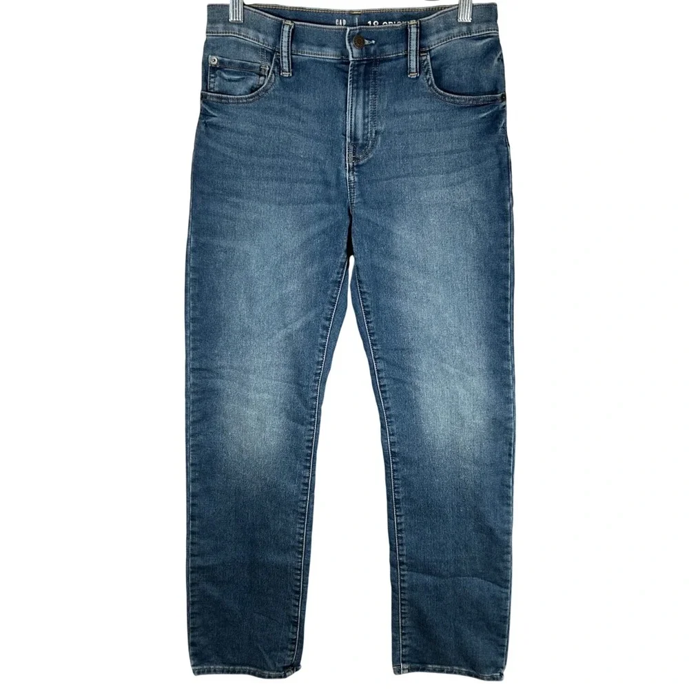 Gap Kids Boys Original Straight Fit Jeans Medium Wash Blue Size 18 Adjustable‎